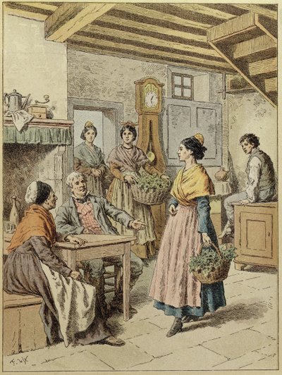 Interior de uma fazenda em Provence, 1901 (gravura de cor) de Frederic Theodore Lix