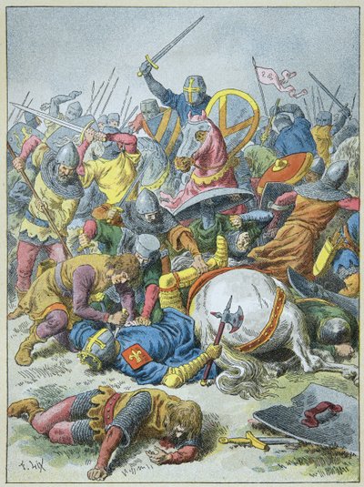 Rei Philip Auguste na Batalha de Bouvines em 1214 (gravura) de Frederic Theodore Lix