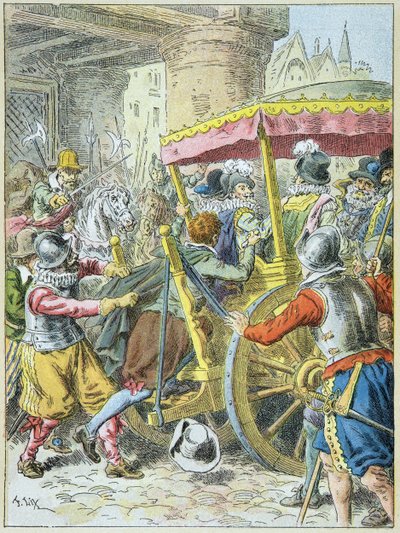 Assassinato do Rei Henri IV por Franois Ravaillac na Rue de la Ferronnerie Paris, 14 de Maio de Frederic Theodore Lix