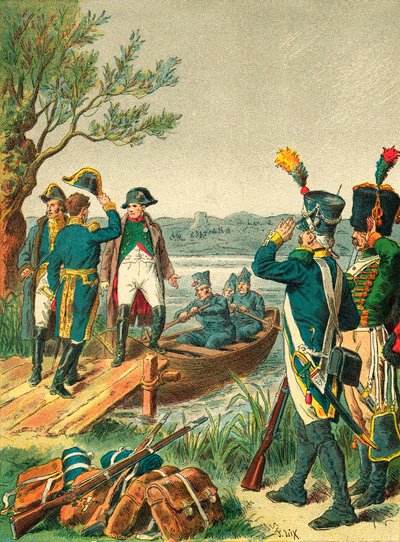 Napoleão e Massena na ilha do Lobau de Frederic Theodore Lix
