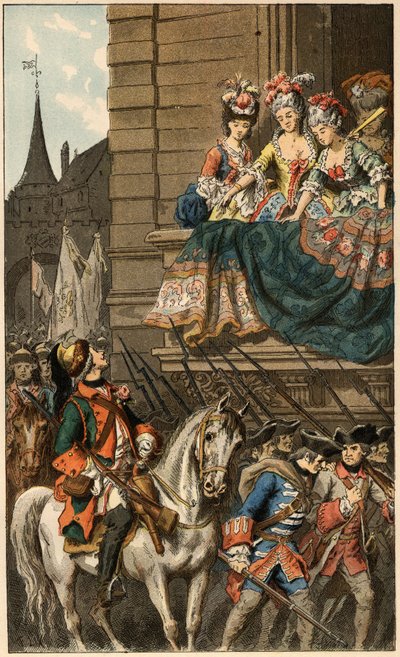 Canção popular: "Pretty Dragon". Ilustração de Frederic Theodore Lix (1830-1897) em "Chansons et rounds enfantines des provinces de la France". de Frederic Theodore Lix