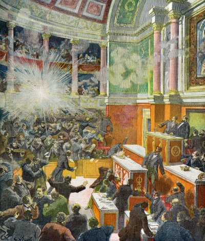 explosão de uma bomba lançada por Auguste Vaillant de Frederic Theodore Lix