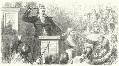 Jean-Paul Marat na tribuna da Convenção Nacional, 1792 de Frederic Theodore after Lix