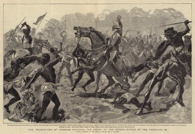 O Sudão, o 19º Hussardos acusando o Inimigo na Segunda Batalha de Teb, 29 de fevereiro de Frederic Villiers