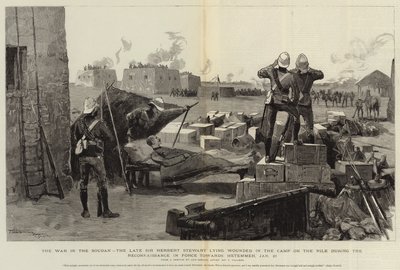 A Guerra no Sudão, o falecido Sir Herbert Stewart ferido no acampamento no Nilo durante o reconhecimento em direção a Metemmeh, 21 de janeiro de Frederic Villiers