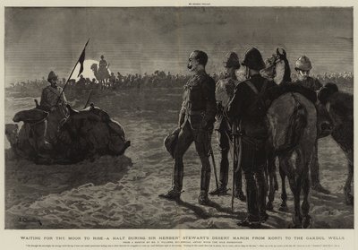 Esperando a Lua se Levantar, uma Parada durante a Marcha do Deserto de Sir Herbert Stewart de Korti aos Poços de Gakdul de Frederic Villiers