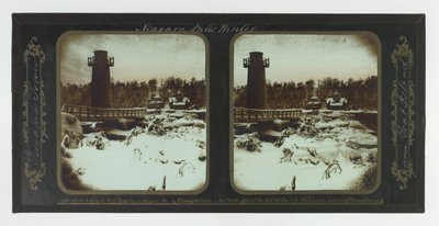 Winter Niagara Falls, Terrapin Tower da Goat Island de Frederic and William Langenheim