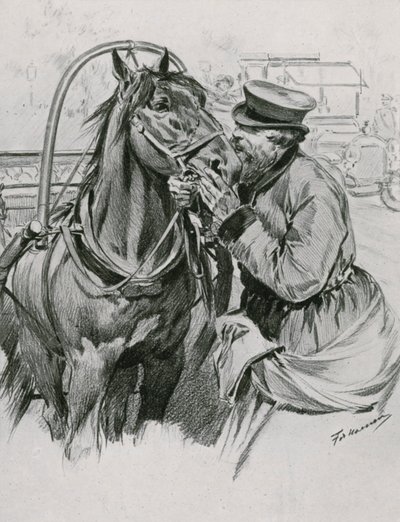 Um motorista de Droshky beijando seu cavalo bom dia de Frederic de Haenen
