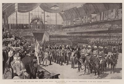 Deus salve o rei, a cena final no Grand Pageant, a inauguração da Commonwealth australiana, no Royal Military Tournament de Frederic de Haenen