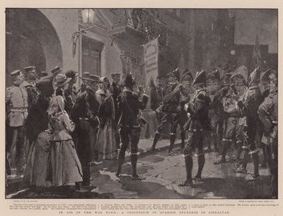 Em prol do fundo de guerra, uma procissão de estudantes espanhóis em Gibraltar de Frederic de Haenen