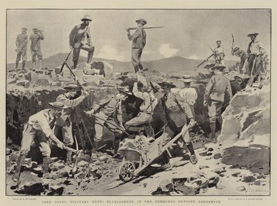 Jack fazendo serviço militar, casacos azuis nas trincheiras fora Ladysmith de Frederic de Haenen