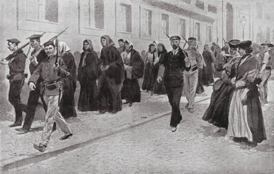 Freiras sob proteção republicana durante a Revolução (litografia) de Frederic de Haenen