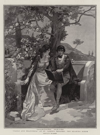Paolo e Francesca no St James&39;s Theatre, a cena de leitura de Frederic de Haenen