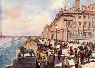 Rússia: O Palácio de Inverno no Neva (cor litho) de Frederic de Haenen