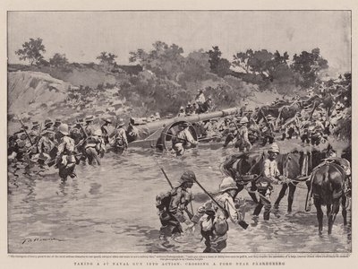 Pegando uma arma naval 4.7 em ação, cruzando um Ford perto de Paardeberg de Frederic de Haenen