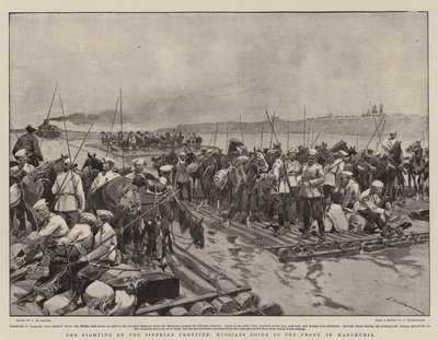 A luta na fronteira siberiana, russos indo para a frente na Manchúria de Frederic de Haenen
