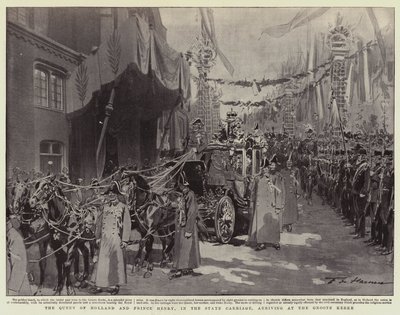 A Rainha da Holanda e o Príncipe Henrique, no Transporte Estatal, chegando ao Groote Kerke de Frederic de Haenen