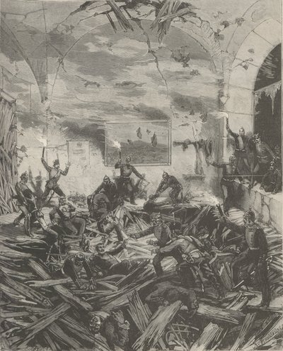 O Palácio de Inverno após a explosão, noite de 17 de fevereiro de 1880. de Frederic de Haenen