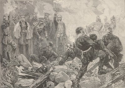 O Palácio de Inverno após a explosão, noite de 17 de fevereiro de 1880. de Frederic de Haenen