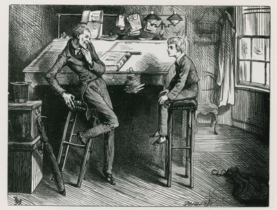 Uriah Heep e David Copperfield no escritório do Sr. Wickfields (gravura) de Frederick (after) Barnard