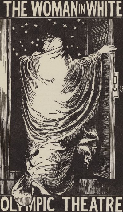 Design de cartaz para adaptação teatral do romance de Wilkie Collins The Woman in White no Olympic Theatre, Londres de Frederick (after) Walker