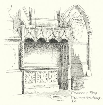 Túmulo de Chaucer, Abadia de Westminster (litografia) de Frederick Adcock