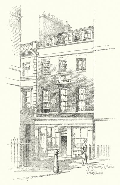 Casa de De Quincey, Soho (litografia) de Frederick Adcock