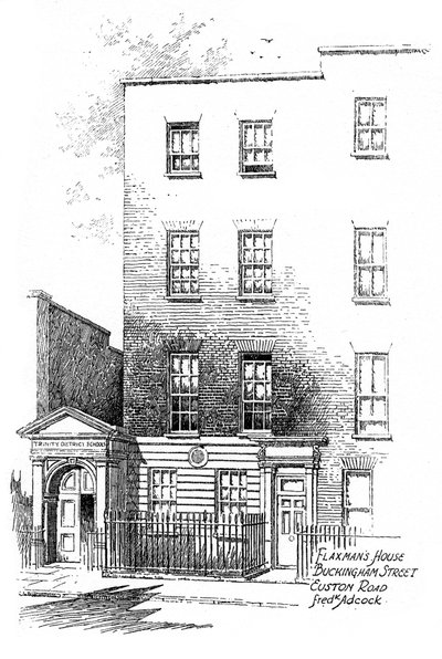 Casa de John Flaxmans, Buckingham Street, Euston Road, Londres, 1912 de Frederick Adcock