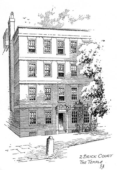 Casa de Oliver Goldsmiths, 2 Brick Court, Templo, Londres, 1912 de Frederick Adcock