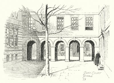Pump Court, Temple (litografia) de Frederick Adcock