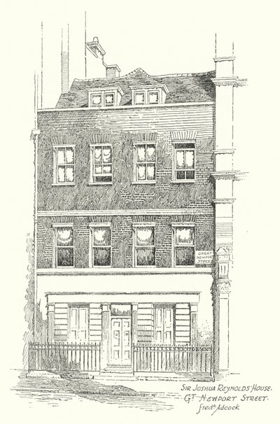 Casa de Sir Joshua Reynolds, Great Newport Street (litografia) de Frederick Adcock