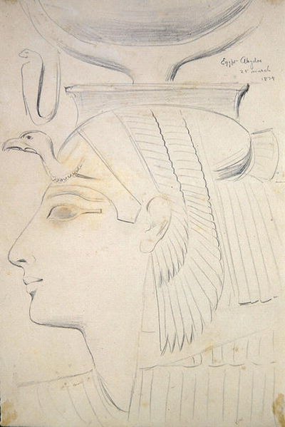 Estudo de um Alívio de uma Deusa no Templo de Seti I, Abydos de Frederick Arthur Bridgman