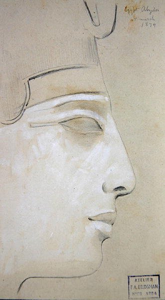 Estudo do Relevo de um Perfil de Seti I no Templo de Seti I, Abydos de Frederick Arthur Bridgman