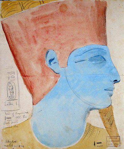 Estudo de um Alívio da Cabeça do Deus Amun no Templo de Seti I, Abydos de Frederick Arthur Bridgman
