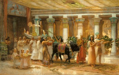 A Procissão do Touro Sagrado, Apis, c.1879 (óleo sobre tela) de Frederick Arthur Bridgman