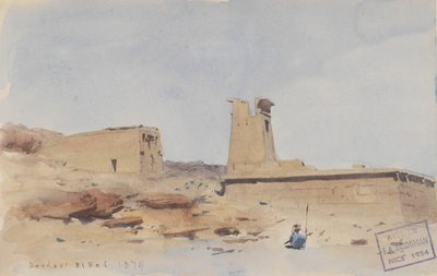 O templo de Dendur, mostrando o pilão e o terraço, 1874. de Frederick Arthur Bridgman
