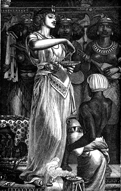 Cleópatra VII 69-30 aC, Rainha do Egito, dissolvendo pérolas em vinho, 1866 de Frederick Augustus Sandys