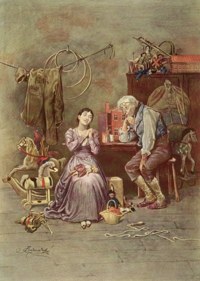 Caleb Plummer e sua filha cega, cena de &39;The Cricket on the Hearth&39; (1845) por Charles Dickens (1812-1870) de Frederick Barnard