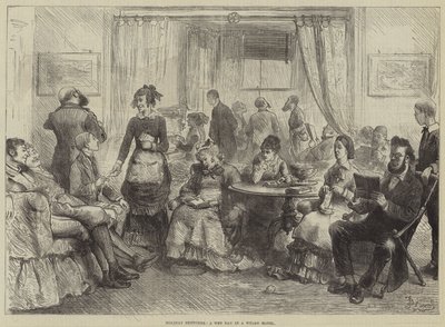 Esboços de férias, um dia molhado em um hotel galês de Frederick Barnard