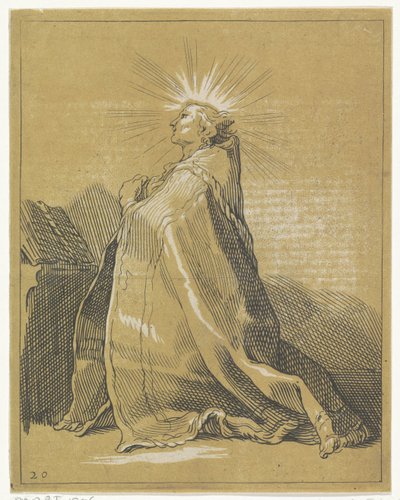 Santo ajoelhado em oração de Frederick Bloemaert