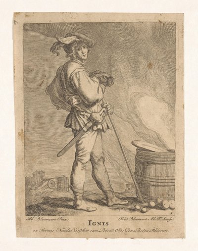 Fogo de artifício Ignis (título no objeto) Os Quatro Elementos (título da série) de Frederick Bloemaert