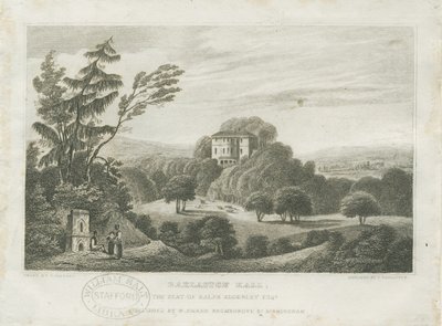 Barlaston Hall: gravura, nd [meados do século XIX] (impressão) de Frederick Calvert