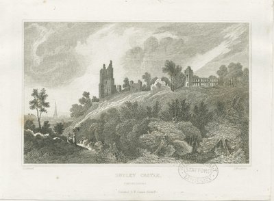 Castelo de Dudley: gravura, séc. XIX de Frederick Calvert