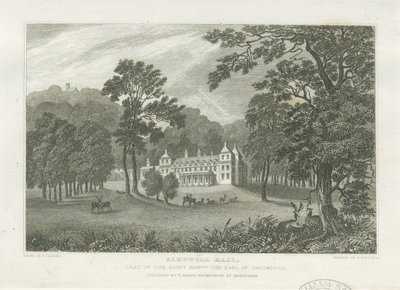 Sandwell Park - Hall: gravura, nd [meados do século XIX] (estampado) de Frederick Calvert