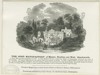 Soho Manufactory: gravura em xilogravura de Frederick Calvert