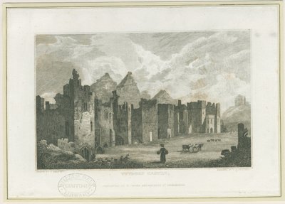 Castelo de Tutbury - Castelo-Yard: gravura, nd [c 1830] (estampado) de Frederick Calvert