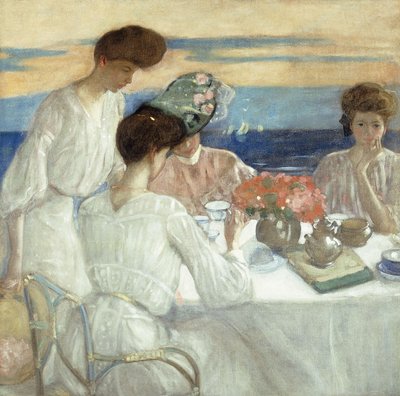 Chá da tarde no terraço de Frederick Carl Frieseke