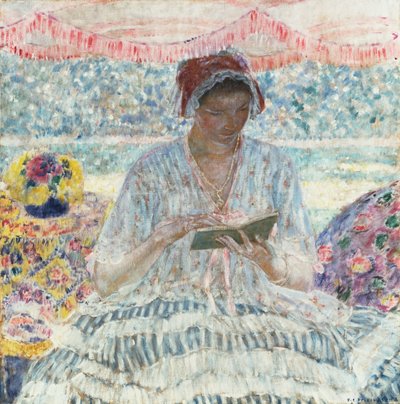 Leitura de verão (sob o toldo) de Frederick Carl Frieseke