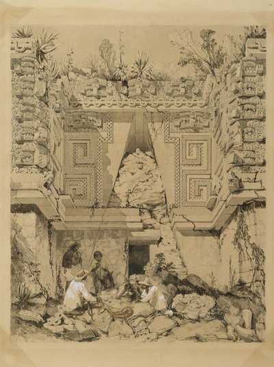 Arco, Casa del Gobernador, Uxmel, Yucatan, 1843 (tinta sépia e papel timbrado) de Frederick Catherwood