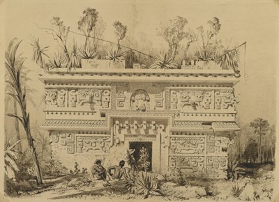 Las Monjas, Chichen Itza, Yucatan, 1843 (tinta sépia e papel toalha) de Frederick Catherwood